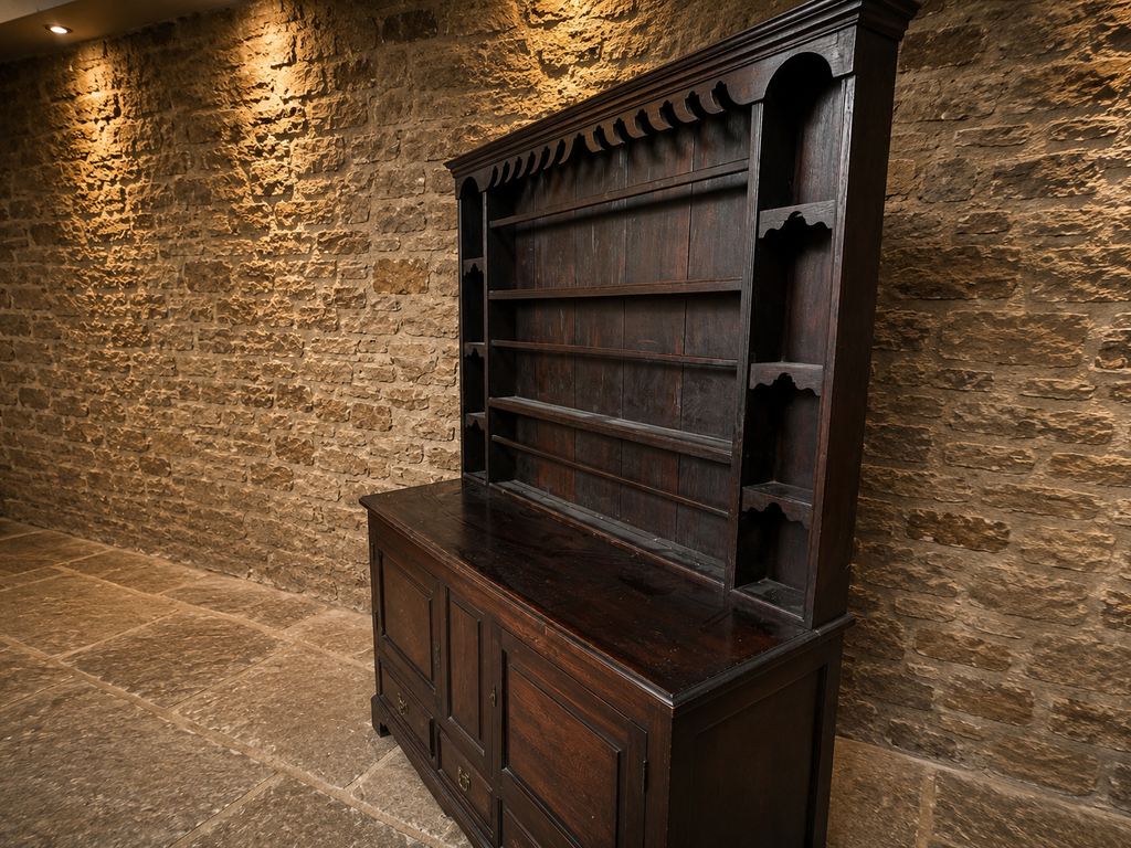 Antique English Oak Farmhouse Dresser | Victorian Country Kitchen Dresser | Edwardian Solid Oak Welsh Dresser | Antique Oak Cabinet | Plate Rack
