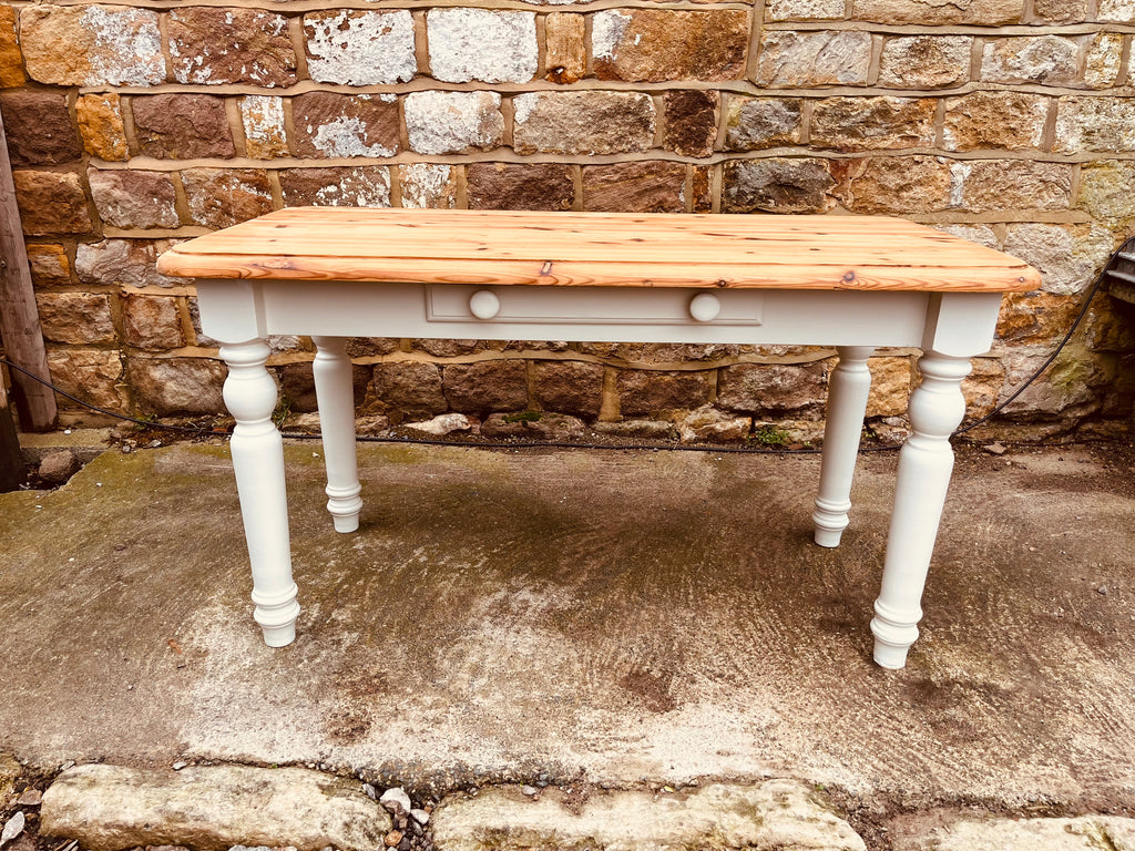 Farmhouse Pine Dining Table with Painted Base