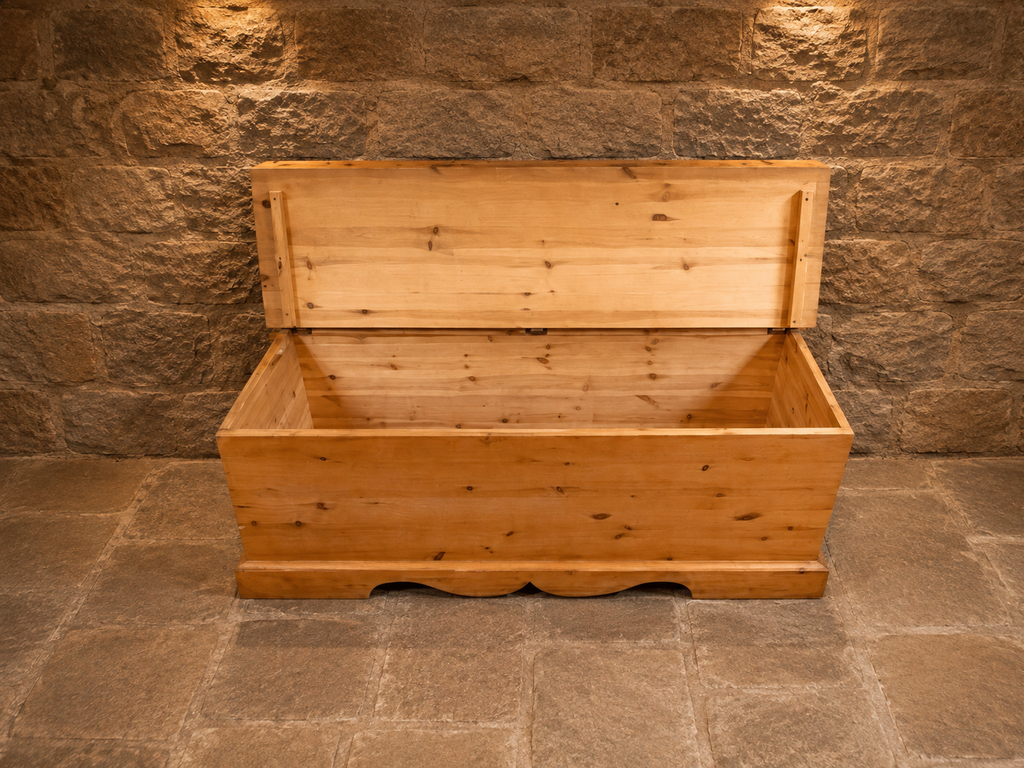 Large Vintage Pine Blanket Box – Country House Storage Chest & Coffee Table