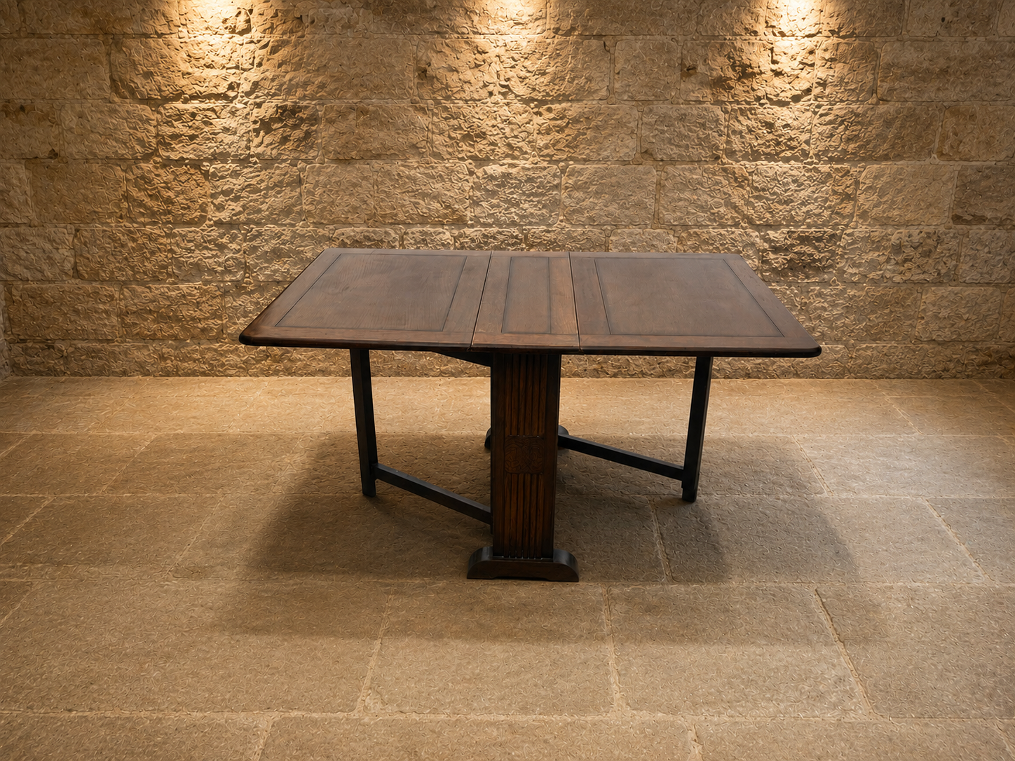 Vintage 1930s Art Deco Oak Drop Leaf Dining Table – Carved Gateleg Table
