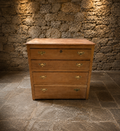Vintage Natural Oak Four Drawer Chest – Georgian Style Brass Handle Chest of Drawers
