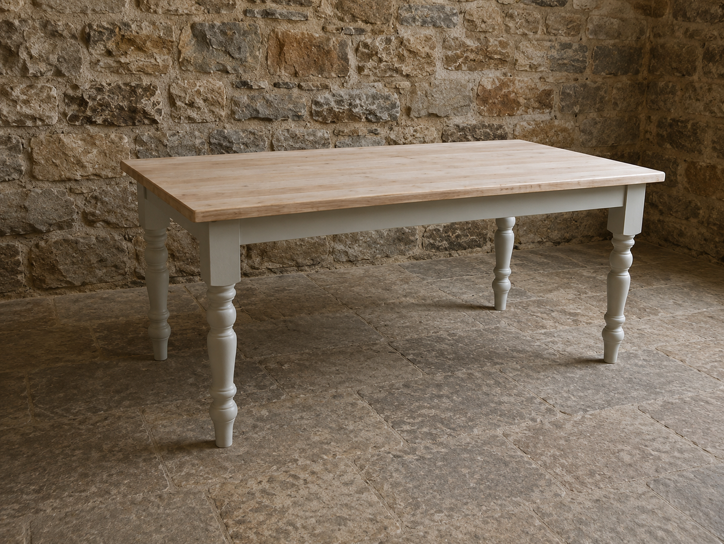 Handmade 6ft Farmhouse Refectory Dining Table | Bespoke Rustic Dining Table | Custom Farrow & Ball Colours Available