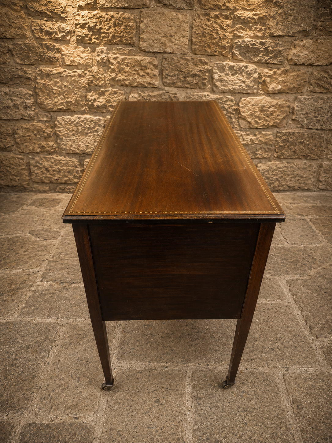 Antique Edwardian Inlaid Mahogany Chest of Drawers on Castors