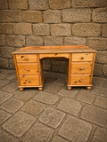 Antique Victorian Pine Pedestal Desk c.1900