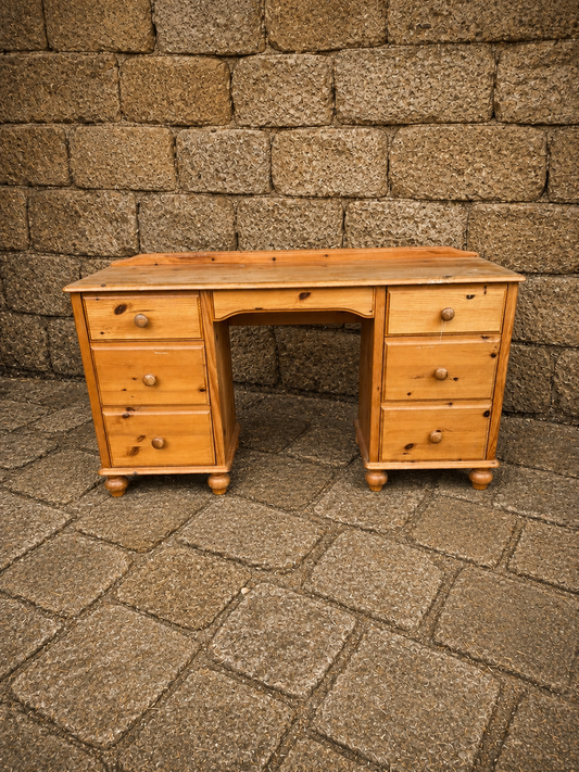 Antique Victorian Pine Pedestal Desk c.1900
