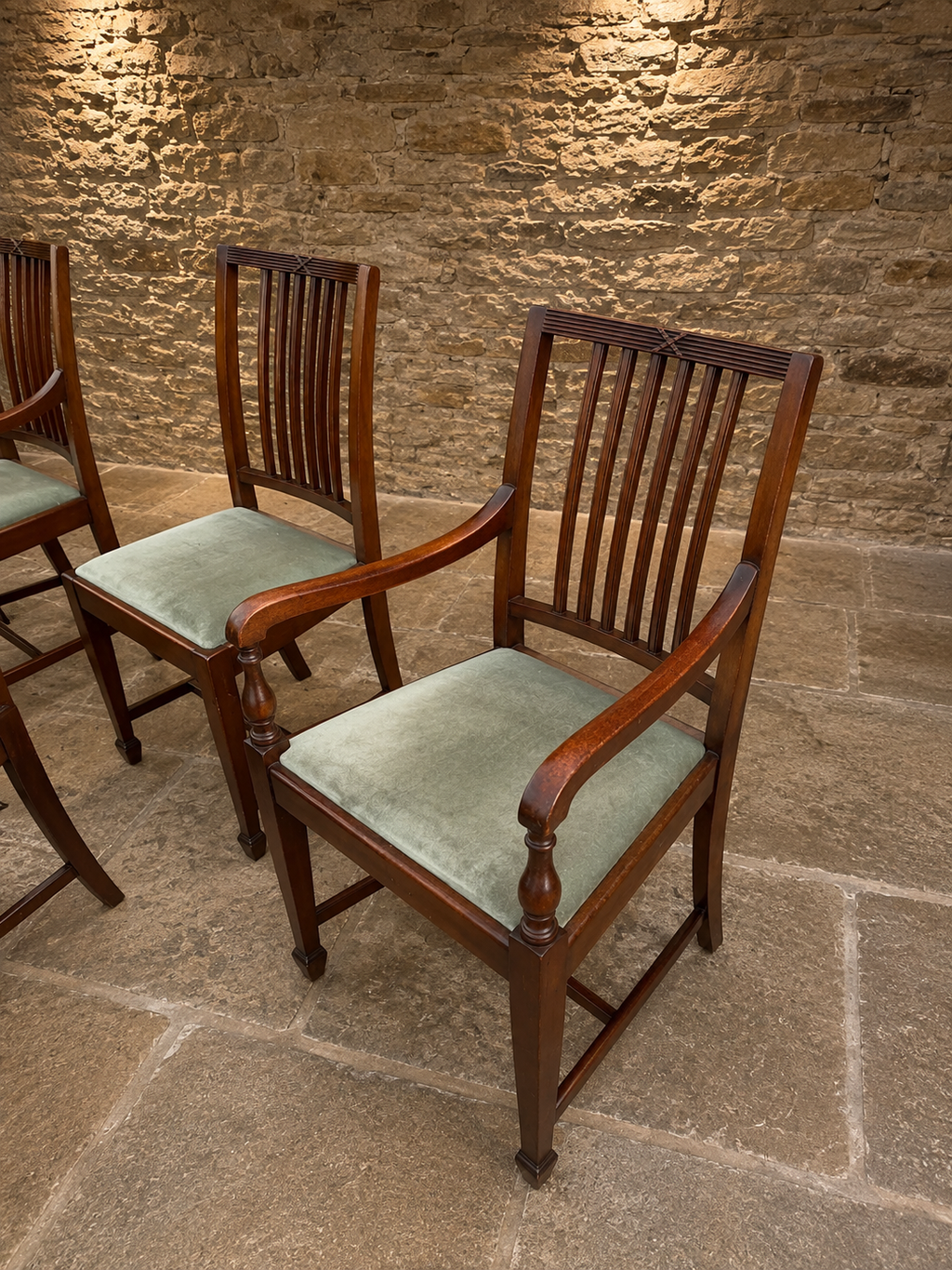 Set of Six Antique Edwardian Mahogany Dining Chairs – Two Carvers – Circa 1910