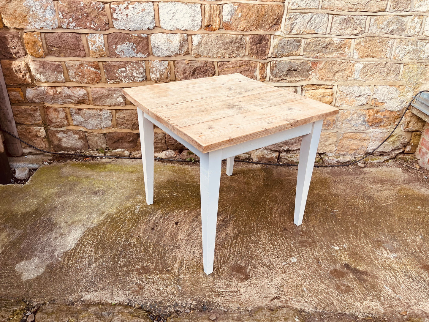Vintage Farmhouse Kitchen Table with Natural Pine Top