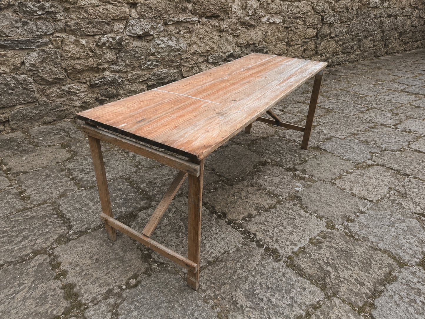 Large Vintage Folding Trestle Table