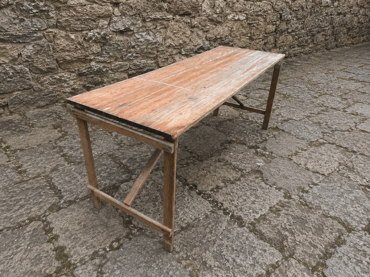Large Vintage Folding Trestle Table
