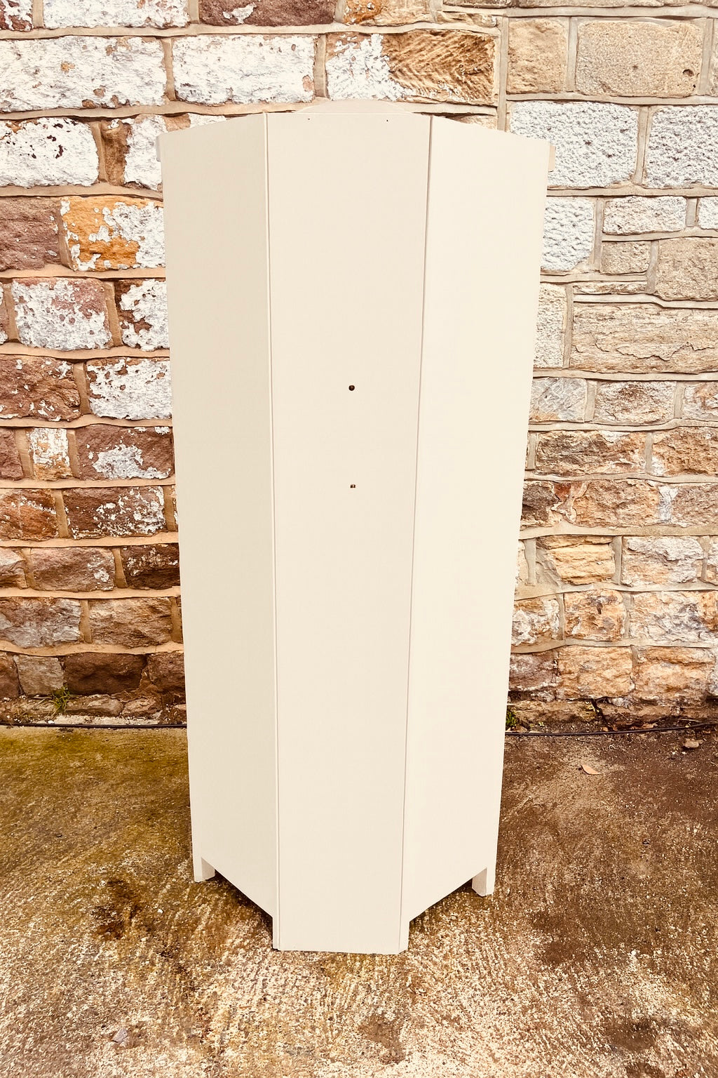 Vintage Corner Cabinet – Cream Painted Shelving Unit
