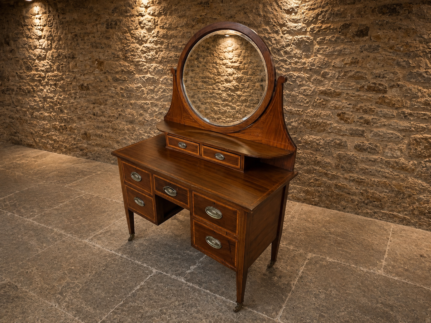 Antique Edwardian Mahogany Dressing Table with Original Swing Mirror c.1910
