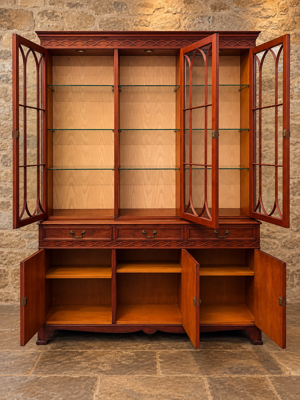 Vintage Georgian style glazed display cabinet