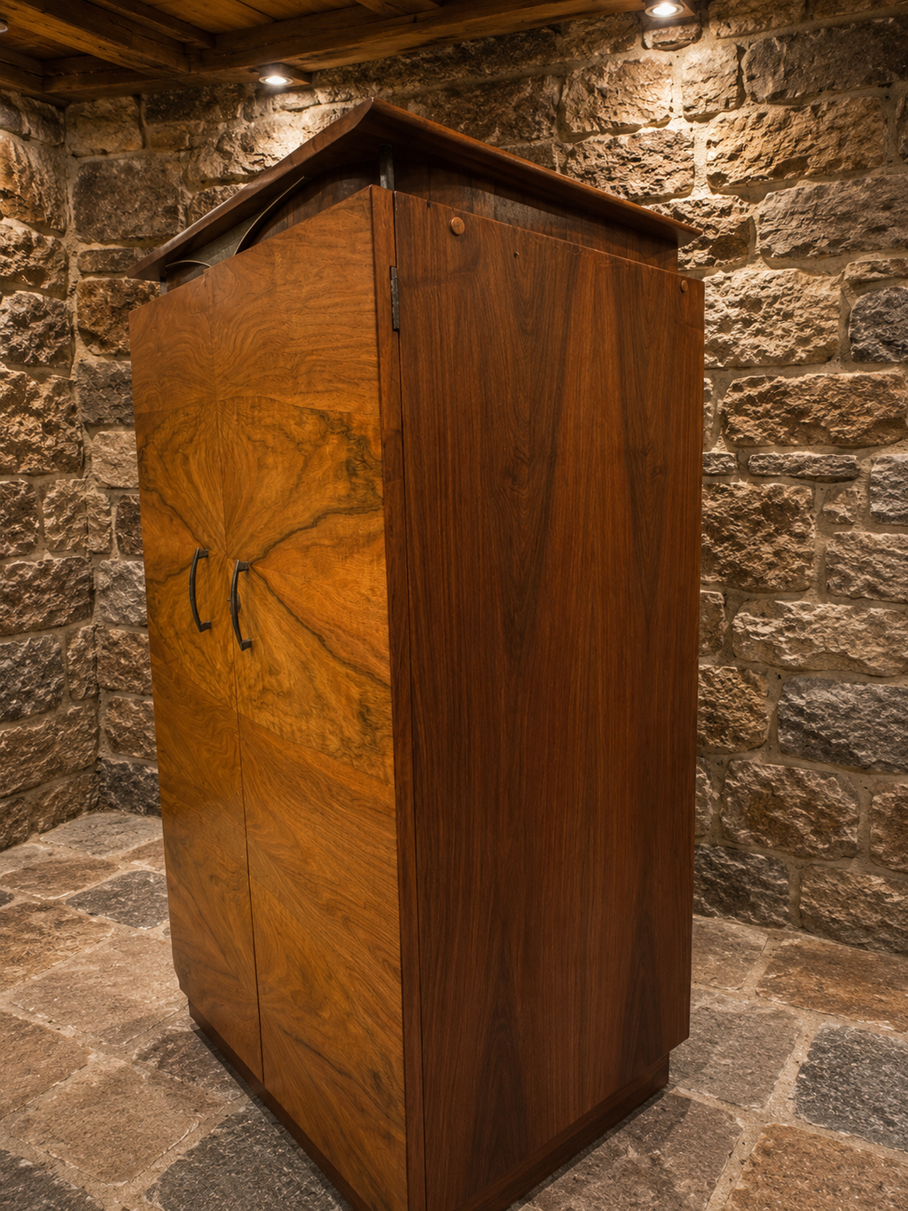 Art Deco Walnut Compactum Wardrobe | Vintage Gentleman’s Wardrobe | 1930s Walnut Armoire | Art Deco Bedroom Storage