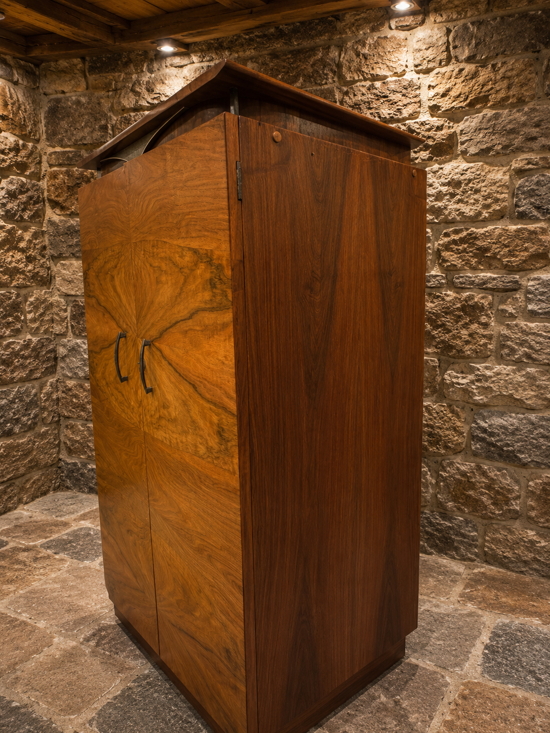 Art Deco Walnut Compactum Wardrobe | Vintage Gentleman’s Wardrobe | 1930s Walnut Armoire | Art Deco Bedroom Storage