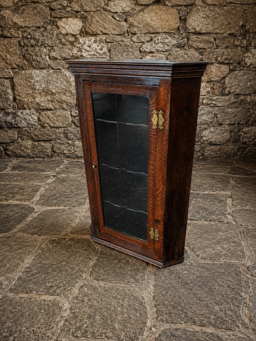 Antique Georgian Oak Hanging Corner Cupboard c1800