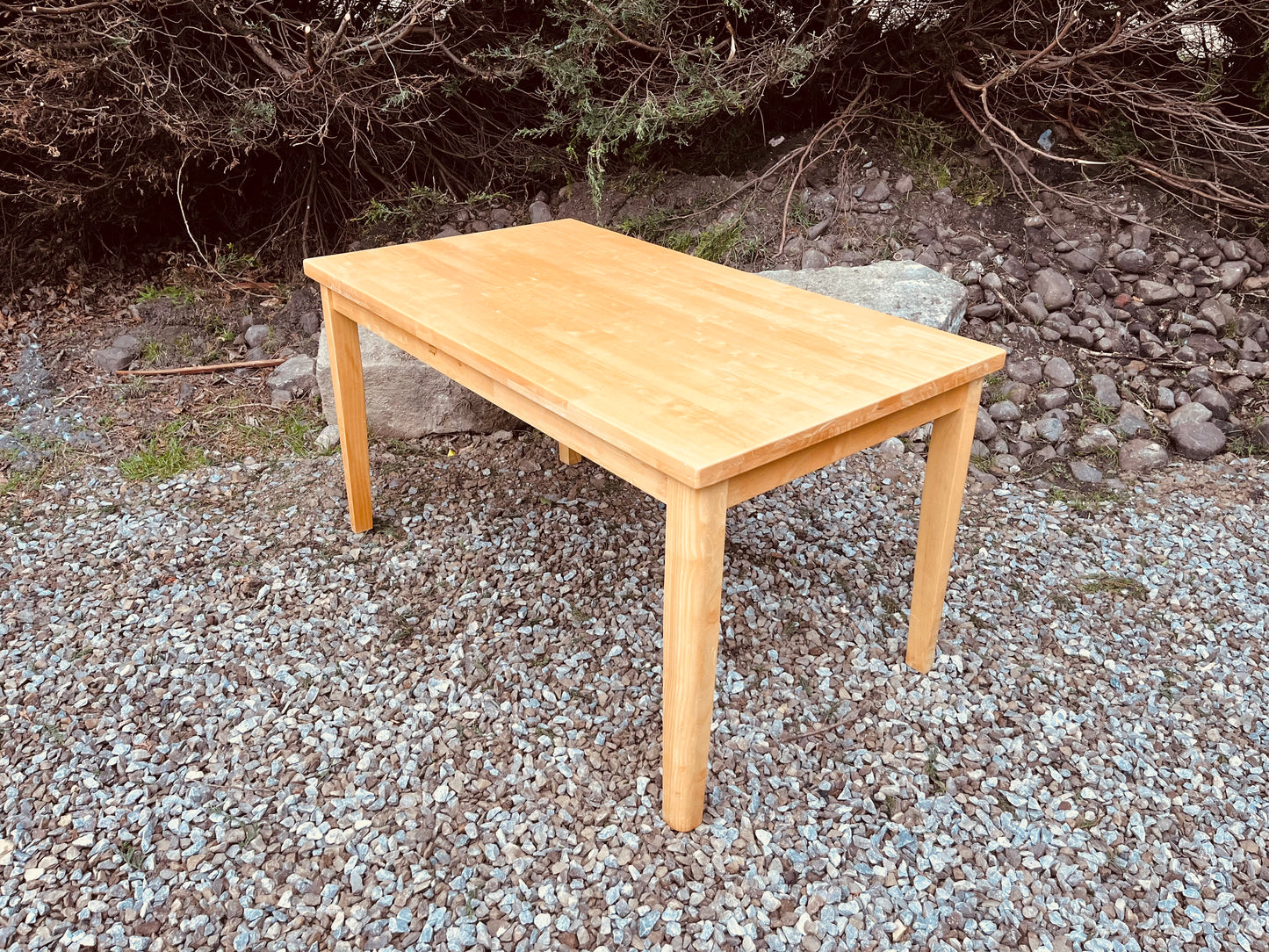 Solid Wood Farmhouse Dining Table – Natural Rustic Kitchen Table