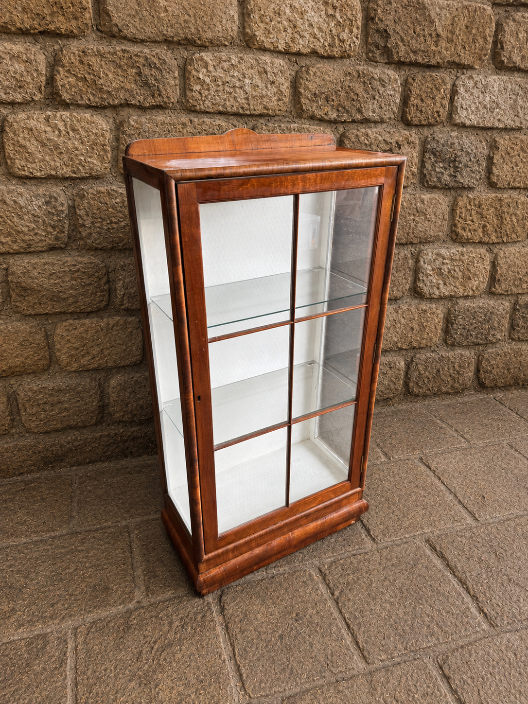 Antique Walnut Glazed Display Cabinet