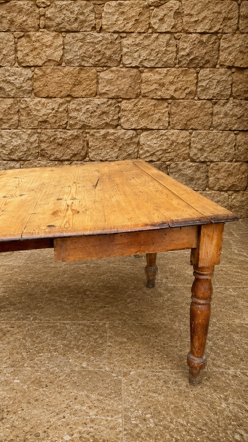 Antique Farmhouse Pine Drop Leaf Dining Table – Victorian Rustic Kitchen Table