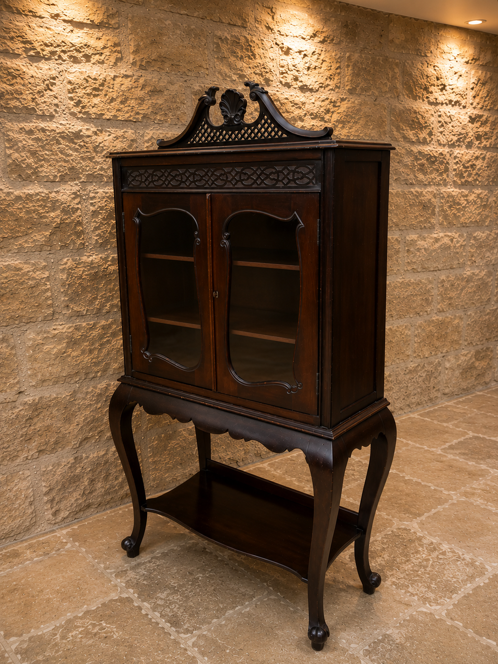 Antique Edwardian Mahogany Display Cabinet | Sheraton Revival Glazed China Cabinet | English Curio Cabinet | Circa 1905–1915