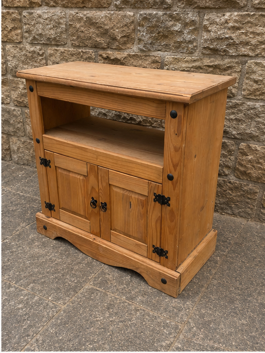 Vintage Pine TV Cabinet | Rustic Farmhouse Storage Unit | Mexican Pine Media Stand