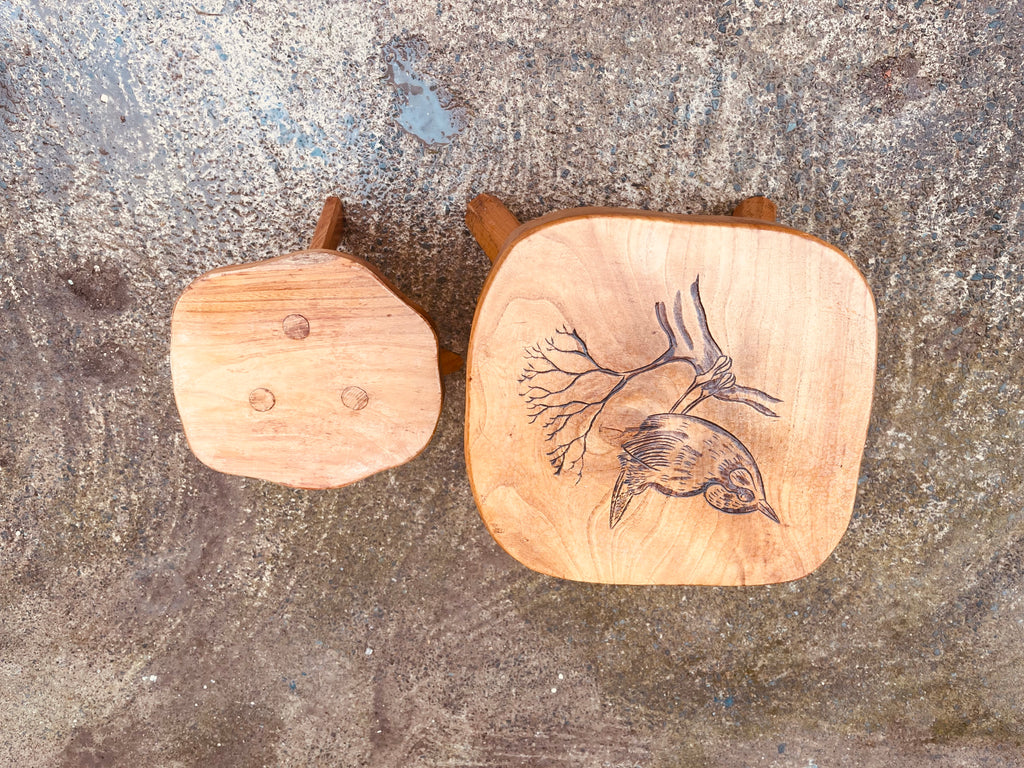 Handmade Solid Wood Stool Set
