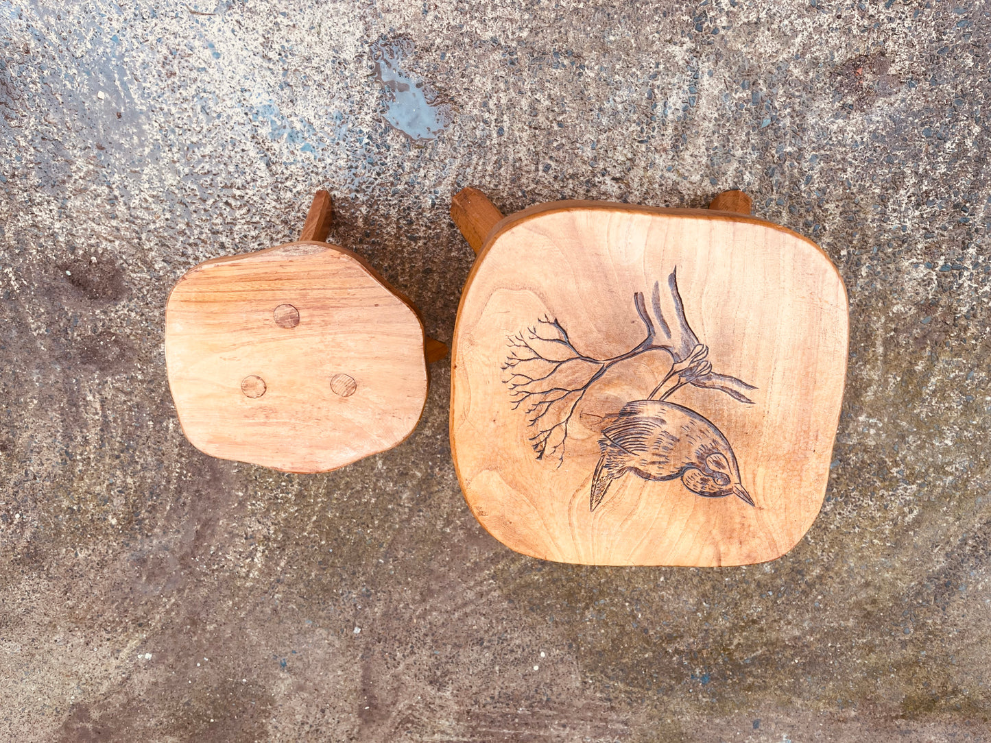 Handmade Solid Wood Stool Set