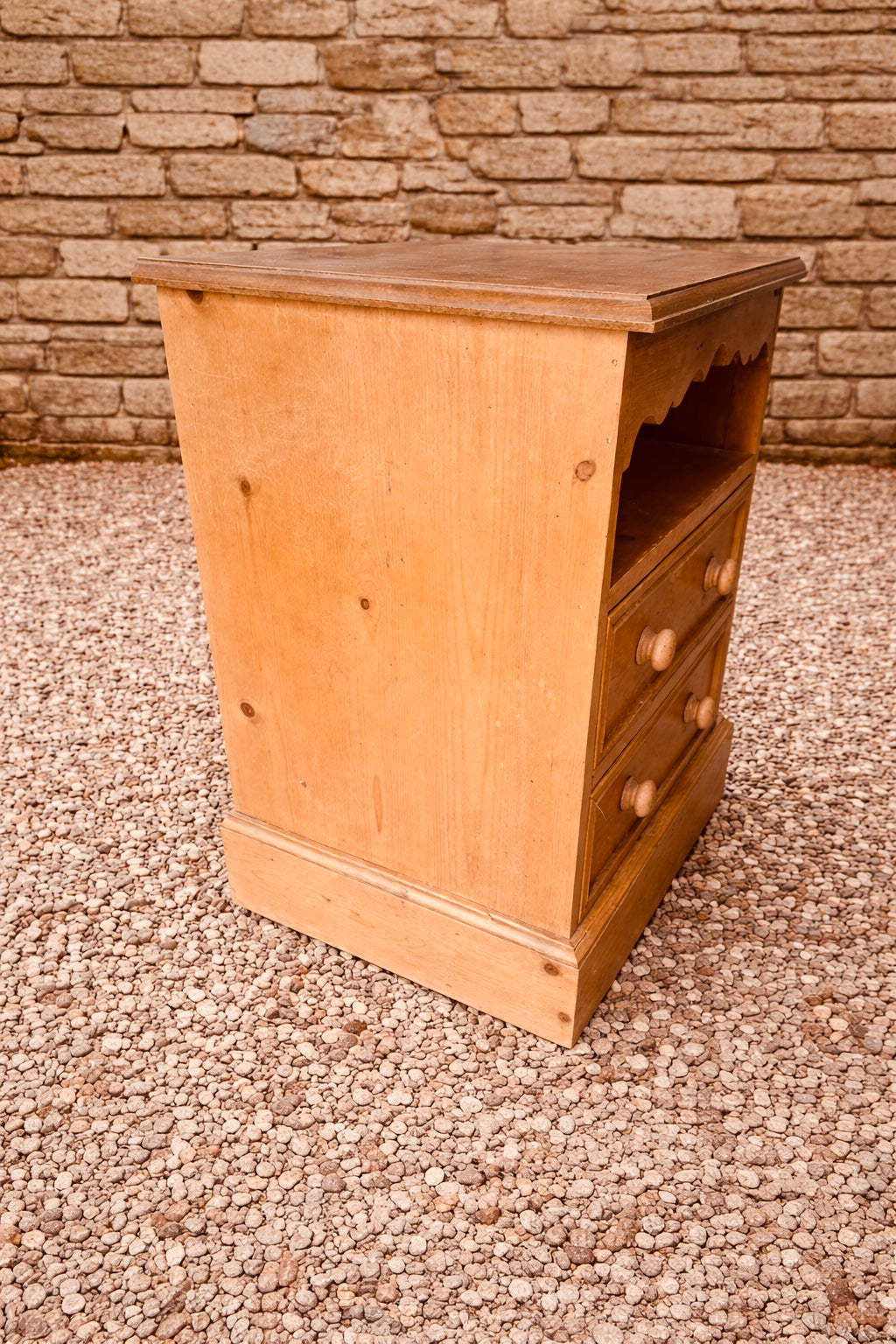 Rustic Pine Bedside Cabinet with Drawers