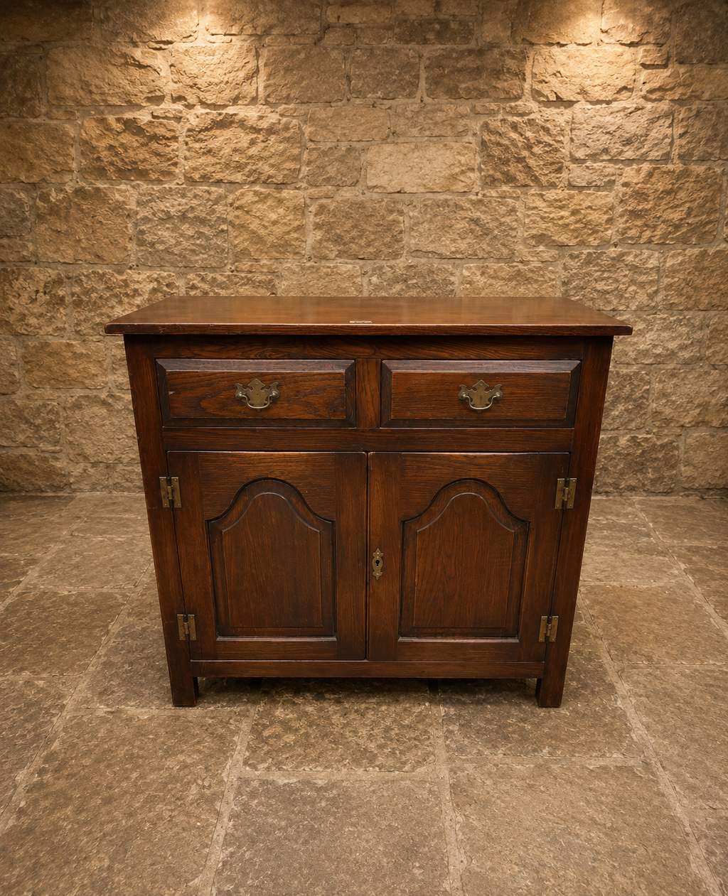 Vintage Solid Oak Jacobean Revival Sideboard