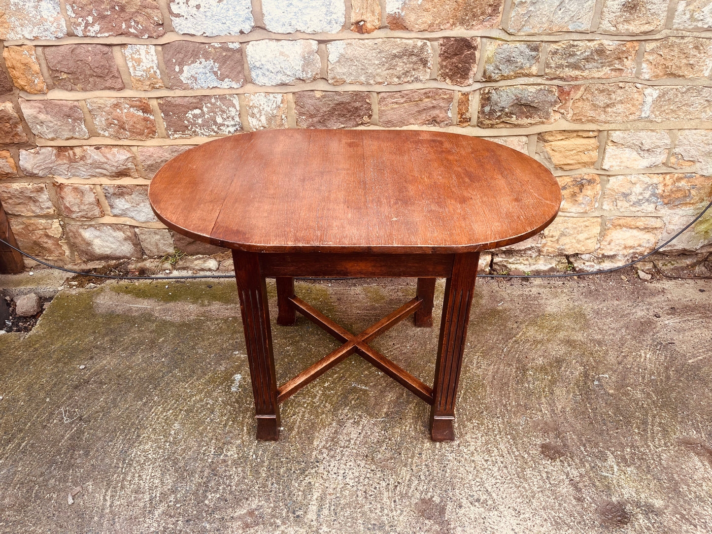 Antique Arts & Crafts Oval Oak Table