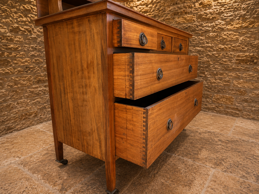 Antique Victorian Dressing Chest with Oval Mirror – c.1880–1900