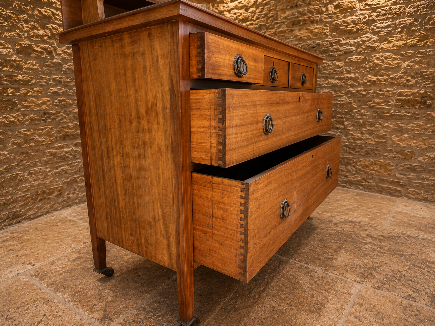 Antique Victorian Dressing Chest with Oval Mirror – c.1880–1900