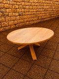 Mid Century Elm Oval Dining Table – Ercol Style Pedestal, 1970s Vintage