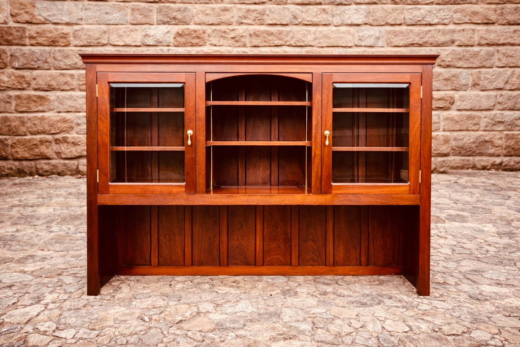 Oak Glazed Display Sideboard – Dresser Cabinet with Glass Doors & Shelving