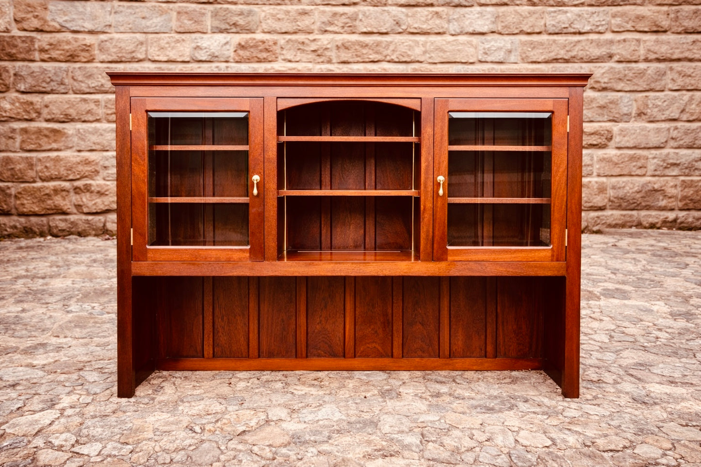 Oak Glazed Display Sideboard – Dresser Cabinet with Glass Doors & Shelving