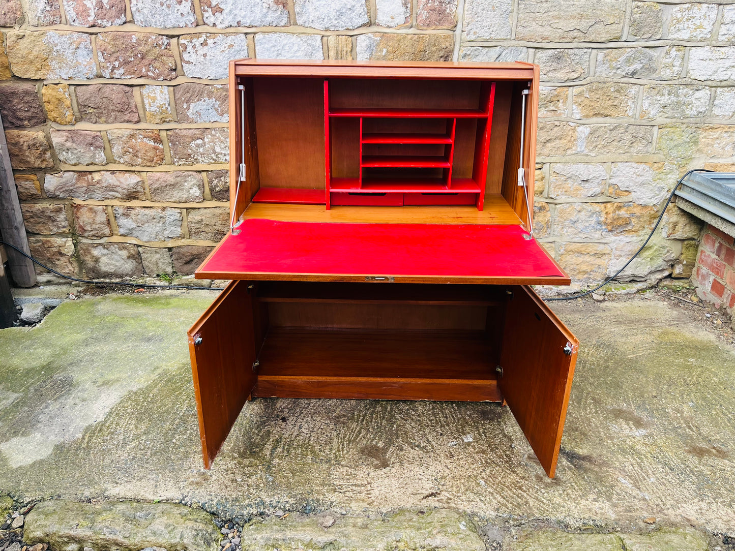 Mid Century Teak Bureau Writing Desk