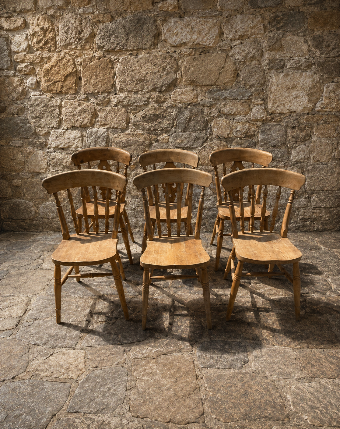 Vintage Set of 6 Farmhouse Dining Chairs