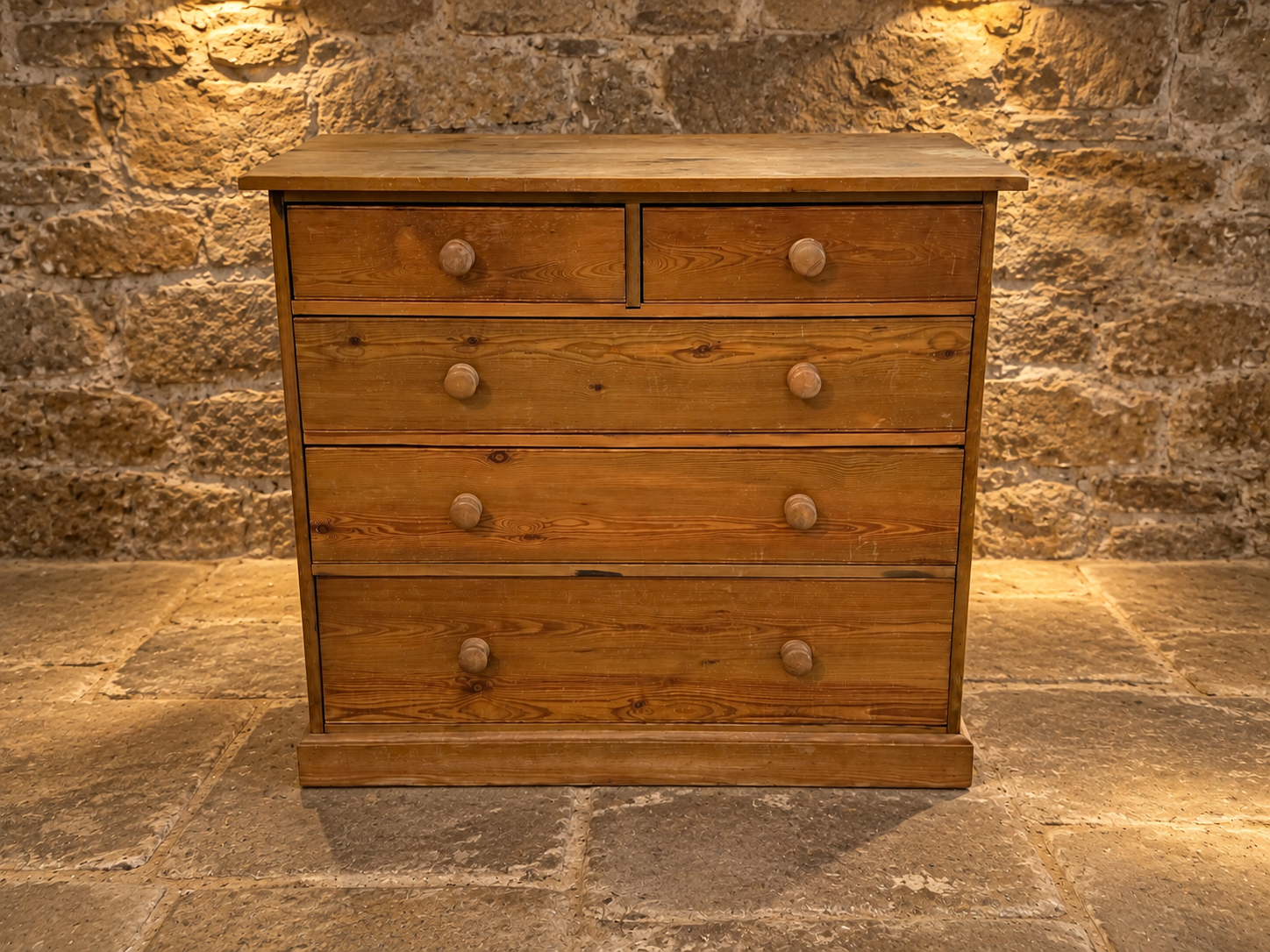 Antique Victorian Pine Chest of Drawers – Rustic Country House 5 Drawer Chest