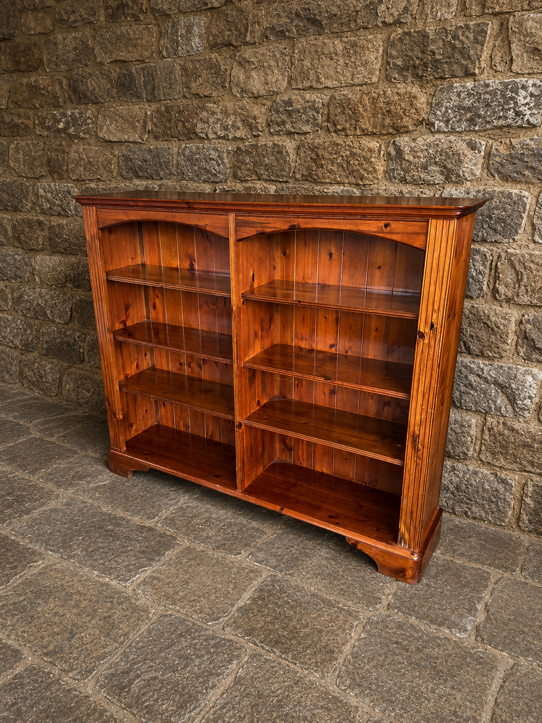 Large Vintage Solid Pine Farmhouse Bookcase