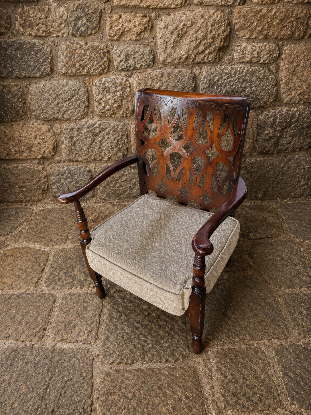 Antique Edwardian Mahogany Pierced Back Armchair c1910
