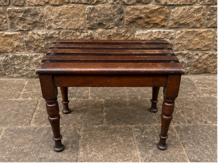 Antique Mahogany Luggage Rack | Edwardian Slatted Bedroom Stool c.1900–1925