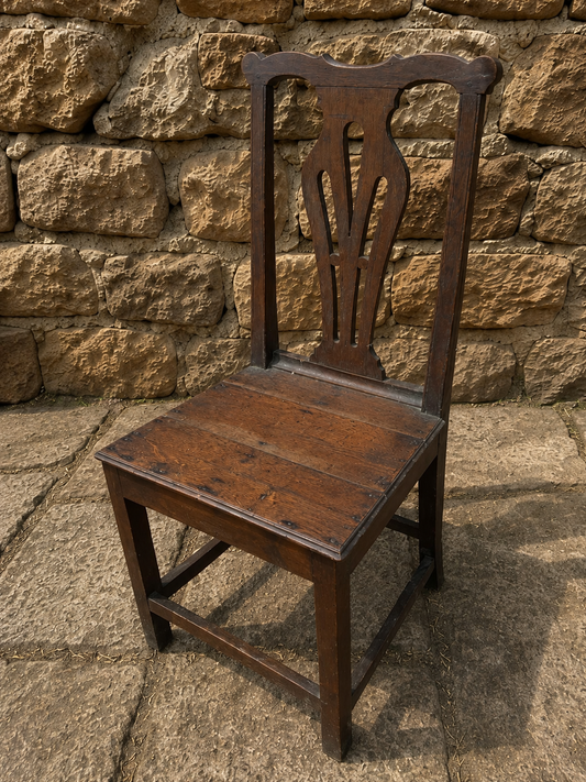 Antique English Oak Hall Chair | Rustic Jacobean Revival Side Chair | Country House Chair c.1820–1860