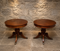 Pair of Regency Style Mahogany Lamp Tables – Vintage Round Pedestal Side Tables