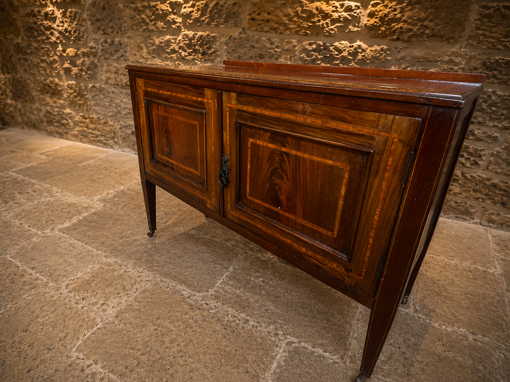 Antique Edwardian Mahogany Sideboard Cabinet with Satinwood Inlay c.1910