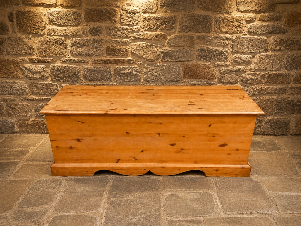 Large Vintage Pine Blanket Box – Country House Storage Chest & Coffee Table