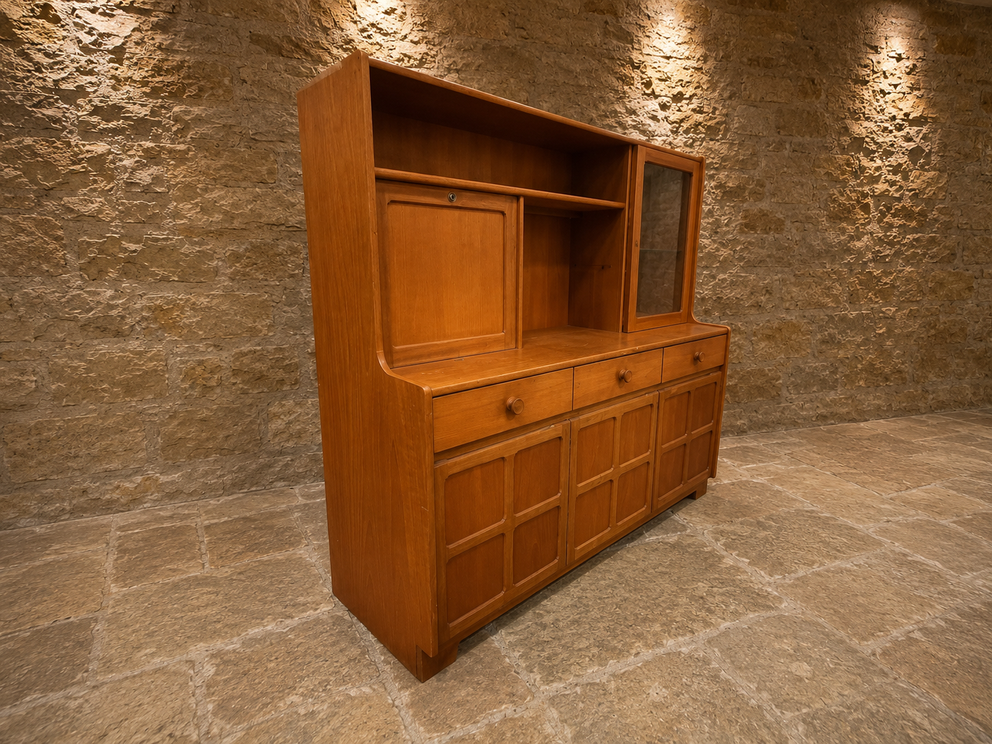 Mid Century Teak Display Cabinet | Vintage Scandinavian Dresser | 1960s Teak Sideboard | Danish Style Drinks Cabinet | Retro Display Unit