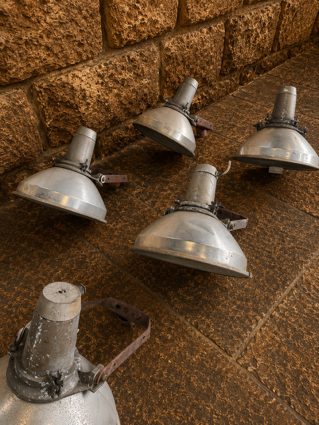Set of 6 Vintage Industrial Flood & Yard Lights