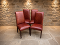 Set of 4 Vintage Oxblood Leather Dining Chairs – High Back Country House Chairs