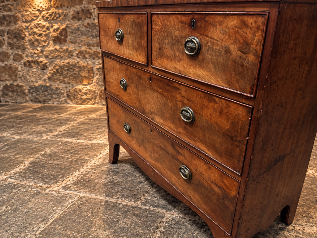 Antique Burr Walnut Chest of Drawers – Georgian Regency c.1810–1830
