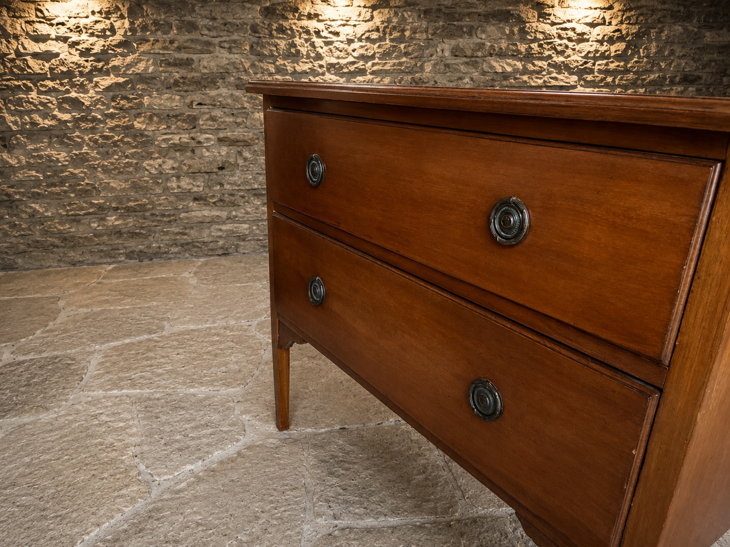 Antique Georgian Mahogany Two Drawer Chest of Drawers | Early 19th Century Bedside Chest | c.1810–1830