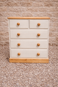 Rustic Pine Chest of Drawers – Shadow White with Stripped Top & Base